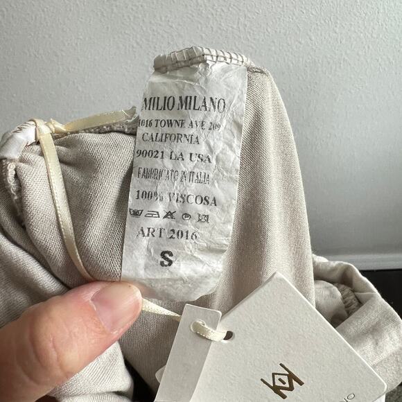 New Milio Milano Pull On High Rise Pants Women's S Taupe Grey Relaxed Tulip Leg - Picture 6 of 6